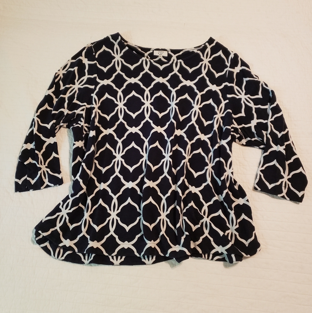 Crown & Ivy Blue and White Blouse